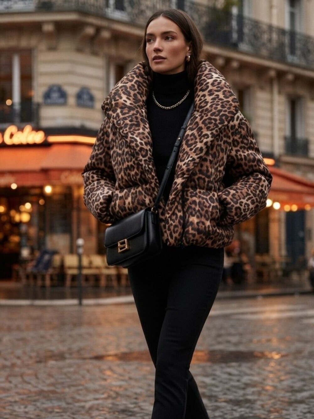 Steve Madden Evy Leopard Puffer Jacket, Animal Print Women's Jacket